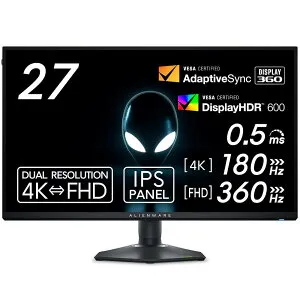 Dell AW2725QF-A 27インチ デュアル解像度(4K/FHD) Alienware ゲーミングモニター(5年間無輝点保証/IPS,非光沢