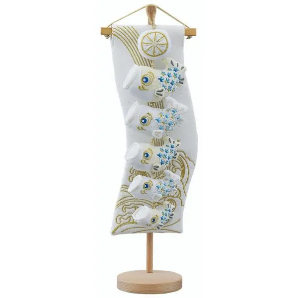 2024年 宝童新作 コンパクト 五月人形 室内鯉飾り 白藍 (ミニ)