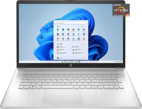 HP 17.3インチフルHDノートパソコン、AMD Ryzen 5 5500U (Beat i5-10500)、8GB RAM、512GB NVMe SSD、USB-C、指紋、HDMI、ウェブカメラ、WiFi、Windows 10 Home in Sモード