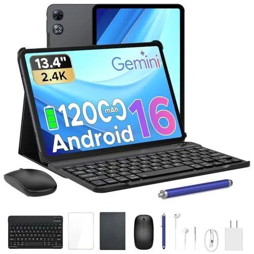 P13 タブレット 13.4インチ 大画面タブレット Android16 GeminiAI 48GB RAM 128GB ROM 2TB拡張 120Hz IPS Widevine L1 顔認証 12000mAh 大容量バッテリー WiFiモデル キーボード