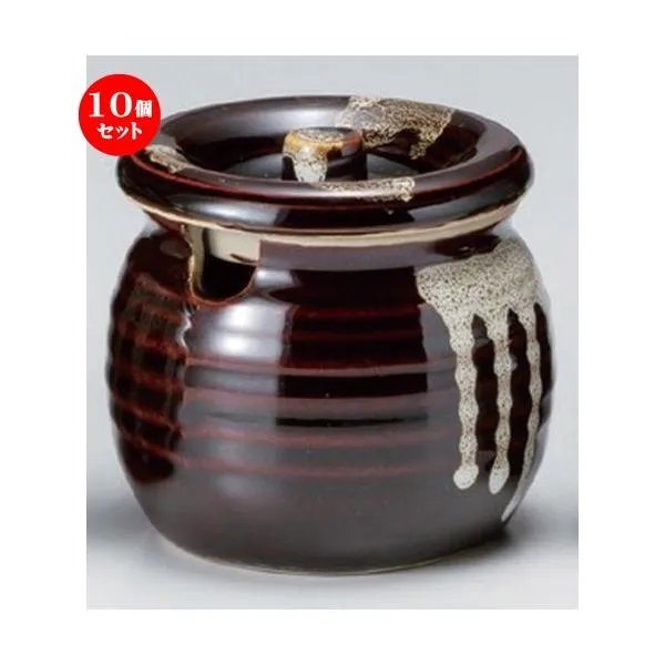 10個セット ☆ タレ入れ ☆天目白流し口切2号カメ [ 9.8 x 8.7cm (300cc) 400g ] 【 料亭 旅館 和食器 飲食店 業務用 】