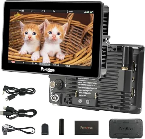 Portkeys BM5IV WR 5.5インチ 2000nits 4K 60P HDMI互換 3G-SDI タッチフォーカスカメラコントロールモニター 内蔵CINENORM、デュアルスクリーンモニタリング、アルミニウムハウジング 100%Rec.709