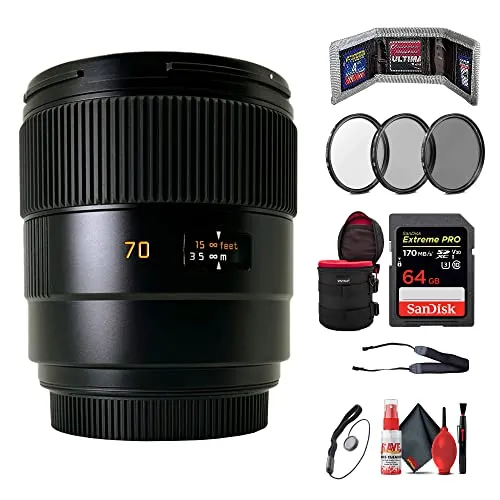 Leica Summarit-S 70mm f/2.5 ASPHレンズ(11055) 64GB Extreme Pro SDカード+パッド入りレンズケース+82mm 3ピースフィルターキット+メモリーカードウォレット&リーダー+ネックストラップ+レンズキャ