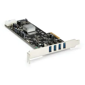 スターテック USB増設カード／PCIe 2．0 － 4x USB－A／5Gbps／SATA・LP4電源 PEXUSB3S44V 【497-5444】