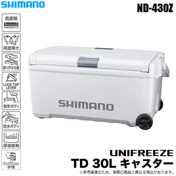 (7)シマノ ユニフリーズ TD 30L キャスター (ND-430Z) カラー：パールホワイト (クーラーボックス)【Σ05】