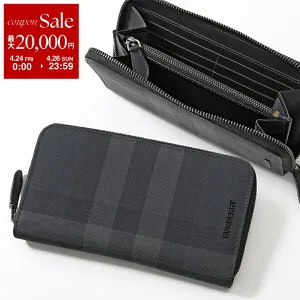 【最大2万円OFFクーポン対象・4/24～4/26限定】BURBERRY バーバリー ラウンドファスナー長財布 MS LG ZIG BRT 8070254 メンズ ロンドンチェック ロゴ A1208/CHARCOAL【dc_kikaku】