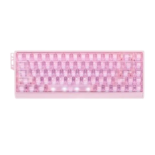 ATK 68 RX ホールエフェクトゲーミングキーボード 65% 68キーeスポーツメカニカル式 0.005~3.3mm 0.001mmステップで調整可能な磁気作動 アルミプレート付きトレイマウント (ピンク、ウルフスイッチ)