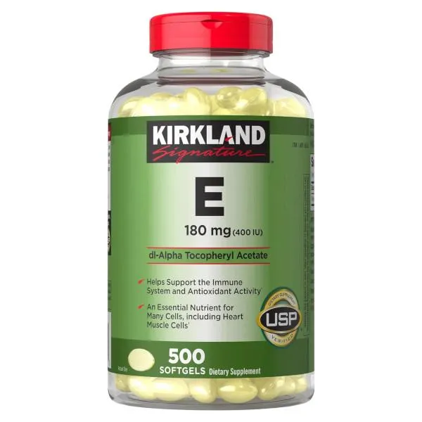 細胞の健康と免疫システムをサポート！ビタミンE 180mg (400IU) 500ソフトジェル 米カークランド社