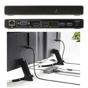 StarTech.com Thunderbolt 3ドッキングステーション デュアル4K/60Hzモニタ対応 DP/HDMI/VGA出力 MacBook Pro/Windows対応 85W USB PD TB3DK2DHV