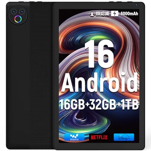 タブレット - HiGrace 10インチ Android16 Wi-Fiモデル 1332*800 IPS画面 RGBライト搭載 16GB+32GB+1TB拡張 6000mAhバッテリー Bluetooth5.4 アンドロイド タブレット Type-C O
