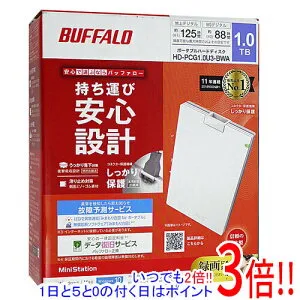 【延長保証対応!!】【新品訳あり(箱きず・やぶれ)】 BUFFALO製PortableHD HD-PCG1.0U3-BWA 1.0TB