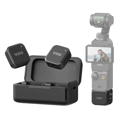 VRIG Osmo Pocket3用 ピンマイク ワイヤレスマイク 磁気式 9g 超軽量 2人同時使用 瞬時ペアリング 360度集音 50m転送距離 ノイズキャンセリング Vlog撮影 動画配信 DJI Osmo Pocket3/Pocket4対応 MC-