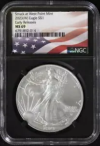 2023 (W) $1 アメリカン シルバー イーグル NGC MS69 ～アメリカ国旗ラベル～ EARLY RELEASE