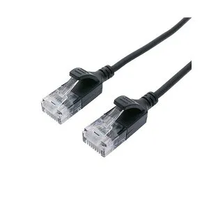 （まとめ） ナカバヤシ ミヨシCAT.6A LANケーブル スリム ブラック 2m C6A-S02BK 1本 【×5セット】