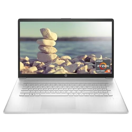 HP 17 ノートパソコン 17.3インチ FHD スクリーン AMD Ryzen 5 5500U 12GB SSD 256GB SSD ウェブカメラ HDMI 指紋リーダー Wi-Fi Windows 11 Home シルバー