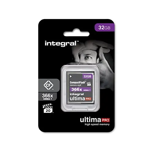 Integral 32GB コンパクトフラッシュカード UDMA-7 366x VPG-20 55MB/秒 読み取り/25MB/秒 書き込み プロフェッショナル 高速メモリーカード