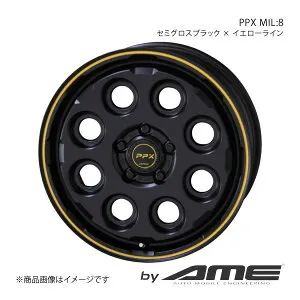PPX Mil：8 アルミホイール1本 デリカD：2 MB37S(2020/12～)【15×4.5J 4-100 +45 セミグロスブラックイエローライン】 共豊