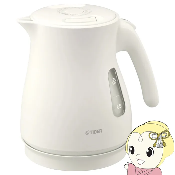 タイガー QUICK＆SAFE＋ 蒸気レス電気ケトル 1L マットホワイト PCV-A100-WM