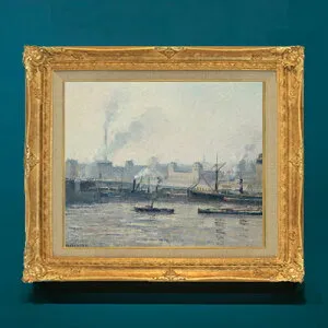 【油絵 直筆仕上げ】カミーユ・ピサロ The Saint-Sever Bridge, Rouen Mist F8 【アップグレード額】 絵画 販売 8号 油彩 風景画 593×518mm 複製画 送料無料 プレゼント ギフト 開店祝い 開業祝い 退職祝い