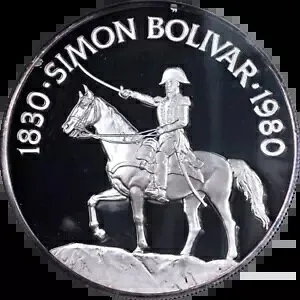 1980 FM パナマ シルバー 20 バルボア シモン ボリバル 没後 150 周年 NGC PF68 UCAM