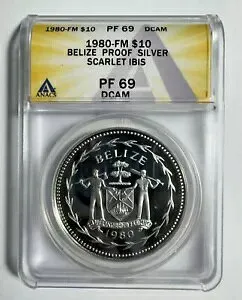 1980-FM $10 ベリーズ プルーフ シルバー スカーレット IBIS ANACS PF 69 DCAM レア ロー モンタージュ