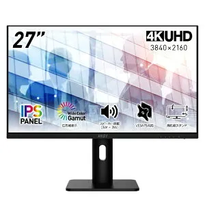 【エントリーで最大全額ポイント還元｜5/6まで】 MSI｜エムエスアイ PCモニター PRO MP273UP E6 [27型 /4K(3840×2160） /ワイド /60Hz]