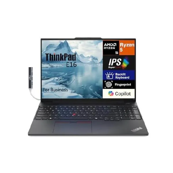 Lenovo Thinkpad E16 Business Laptop 16.0" IPS WUXGA Display (AMD Ryzen 5 7535U, 16GB DDR5, 1TB PCIe SSD, Backlit KYB, Fingerprint, WiFi 6, BT_並行輸入