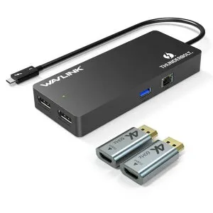 WAVLINKThunderbolt3MiniDockドッキングステーション/デュアル4K/最大5Kディスプレイ出力/2xDP出力ポート/THB3USB-Cポート/USB3.0