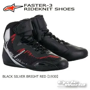☆正規品【ALPINESTARS】FASTER-3 RIDEKNIT SHOES 2510319 《ブラック シルバー ブライト レッド_1930》 ファスター3ライドニット シューズ BLACK SILVER BRIGHT RED ショートブーツ アルパインスターズ