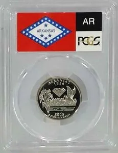 2003年 - Sクラッド・ワシントン・クォーター - アーカンソー州 - PCGS PR69DCAM - フラッグシリーズ