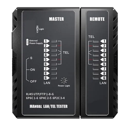 ネットワークケーブルテスター、LAN電話線テスターツールネットワークツールイーサネット修復(Black)