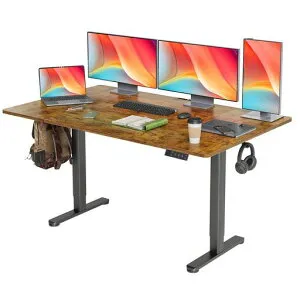 Claiks昇降デスク大きめ電動パソコンデスク昇降式スタンディングデスク在宅ワークオフィスデスク高さ調節メモリ機能幅160cm*奥行き80cm高さ72~118cmブラックフレーム/ブラウン天板