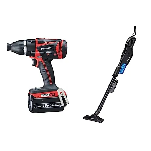 パナソニック 充電マルチインパクト EZ75A9 デュアル インパクト・ドリルの両機能搭載 IP56 18V大容量5.0Ah電池パック×2個 インパクトドラーバー ドリルドライバー 赤 EZ75A9LJ2G-R & 充電サイクロン式クリーナー EZ37A5