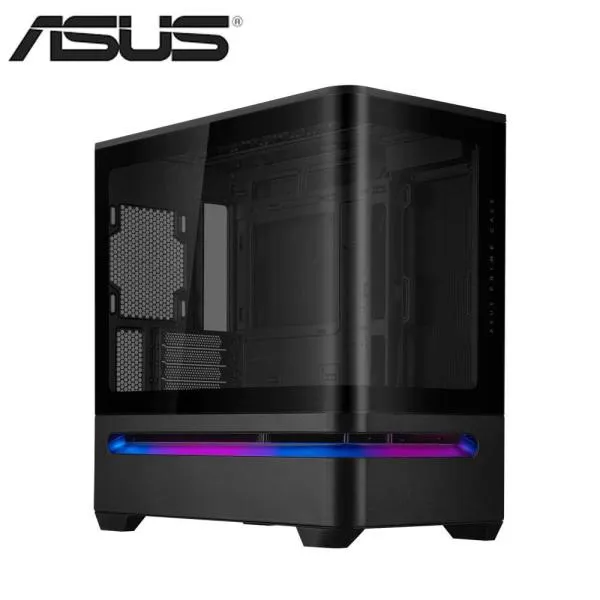 ASUS｜エイスース PRIME AP202 TGシリーズ MicroATXマザーボード対応 曲面ガラスパネル スロットベント採用 PCケース(ブラック) 返品種別B