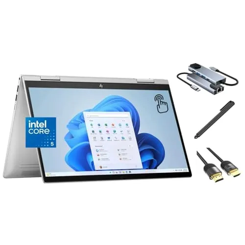 HP Envy x360 2-in-1 タッチスクリーンノートパソコン 14インチ FHD 10コア Intel Core 5 120U (Beats i7-1255U)、8GB RAM、512GB SSD FPリーダー、バックライト、WiFi 6E 、ウ