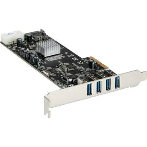 ■StarTech USB増設カード/PCIe 2.0 - 4x USB-A/5Gbps/SATA・LP4電源〔品番:PEXUSB3S44V〕【4975444:0】[店頭受取不可]