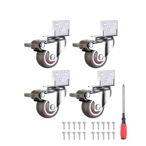 4pcs 2-inch L-shaped Small Rubber Casters With Ball Bearings 360-degree Plate Swivel Caster Wheels For Furniture, Etc. Casters W