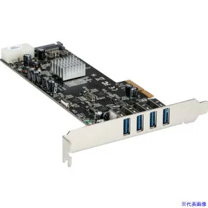■StarTech USB増設カード/PCIe 2.0 － 4x USB－A/5Gbps/SATA・LP4電源 PEXUSB3S44V(4975444)