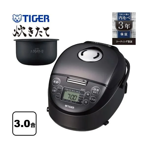 IHジャー炊飯器 炊きたて 炊飯器 3合炊き タイガー JPF-G055-KL スチールブラック