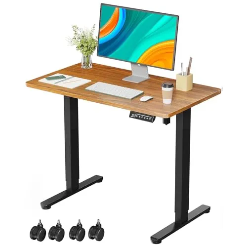 GIBBON MOUNTS 昇降デスク 幅88cm×奥行き50cm 一枚板 昇降式 テーブル 小さめ スタンディングデスク 小部屋対策 テレワーク オフィスデスク 在宅ワーク パソコンデスク電動 高さ調節72-118cm メモリー機能 ウォルナット 木目調