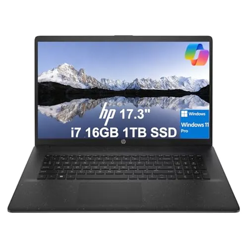 HP 17 ノートパソコン (17.3インチ HD+ BrightView、Intel 10-Core i7-1355U、16GB RAM、1TB SSD、狭いベゼル) ビジネス、エンタープライズ、学生、長いバッテリー寿命、ウェブカメラ、Wi-Fi 6、高