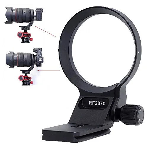 iShoot カメラリング式三脚座、 三脚マウントリング、レンズサポート襟、レンズブラケット襟、三脚ソケット, キヤノンCanon RF 28-70mm f/2L USMと互換性があります, ボトムは1/4 3/8 ネジ穴付きのクイックリリースプレート,