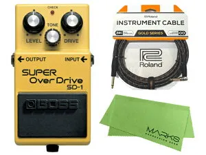 BOSS ボス SUPER OverDrive SD-1 + Roland ケーブル セット［マークス・オリジナルクロス付］ コンパクトエフェクター
