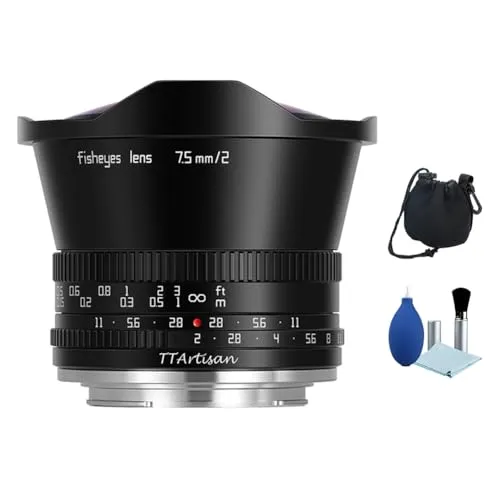 TTArtisan 7.5mm F2 APS-C 魚眼レンズ 180° 超広角 大口径 マニュアルフォーカスレンズ Canon EOS R マウント ミラーレスカメラ R6 R6II R8 R10 RP R50用