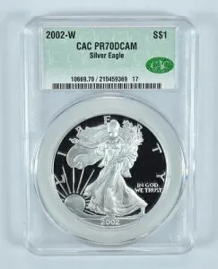 2002-W アメリカン シルバー イーグル PR70 DCAM CAC