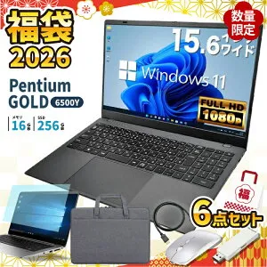 ＼27日まで限定価格／ノートパソコン 新品 福袋 6点セット Intel Pentium GOLD 6500Y メモリ12GB SSD256GB Windows11 WPS Office付き 15.6インチ フルHD ノートPC Wi-Fi Bluetooth HDMI 初期設定済み 初心者