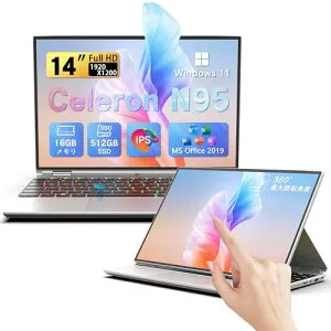 Dobios ノートパソコン N95 タッチスクリーン 14インチ ノートPC 3.4GHz 4C4T office搭載 Windows11 高速放熱 静音 タブレットpc FHD1920x1200/200万画素Webカメラ/高速5G WiFi/Bluetooth/mini HDMI/バックライトキーボ