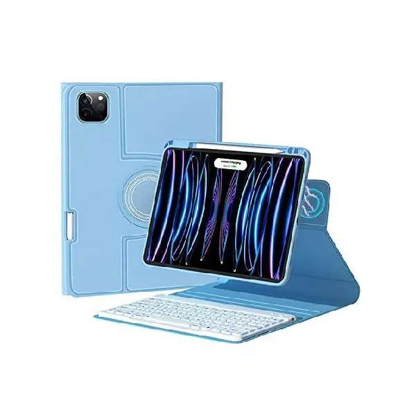 360° Rotatable iPad 10 Keyboard case, 7-Color Backlight Detachable Transparent Back Cover iPad 10th Gen Bluetooth Keyboard Built-in Pencil H_並行輸入