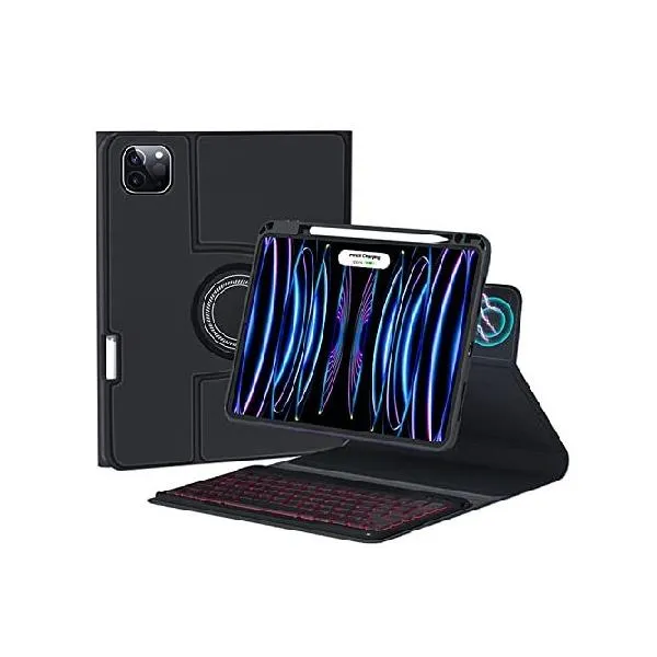 360° Rotatable iPad 10.2 7th 8th 9th Gen /Air3 Pro10.5 Keyboard case, 7-Color Backlight Detachable Transparent Back Cover Bluetooth Keyboard_並行輸入