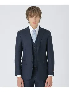 MIYUKIプルシャンブルーTOPシャドーストライプスリーピーススーツ BLACK LABEL CRESTBRIDGE ブルーレーベル / ブラックレーベル・クレストブリッジ スーツ・フォーマル セットアップスーツ ネイビー